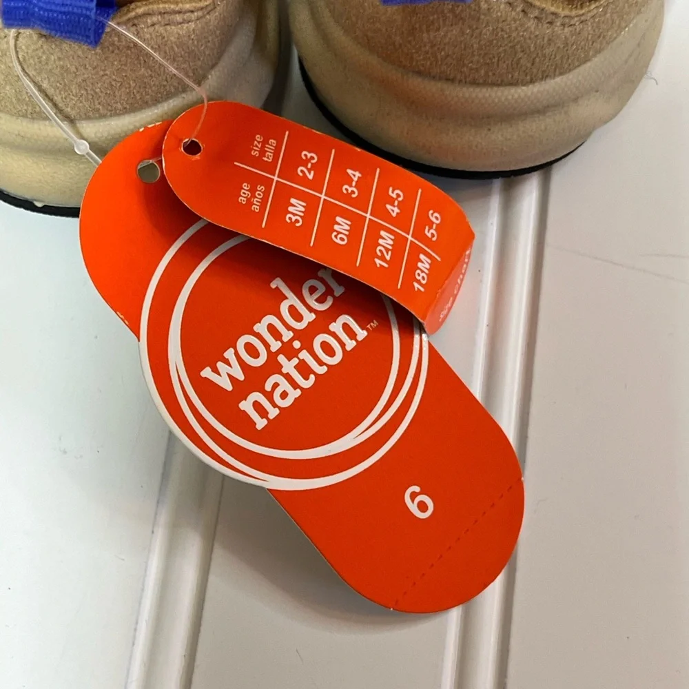 Wonder Nation Size 6 Brown and Green Kids Sneakers NWT